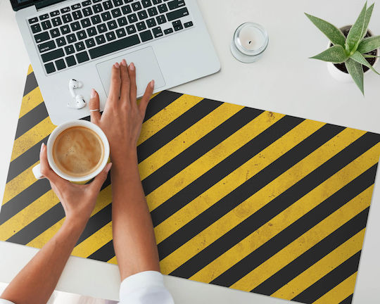 Protective Decorative Desk Mat Diagonal Warning Stripes 90x45 Cm
