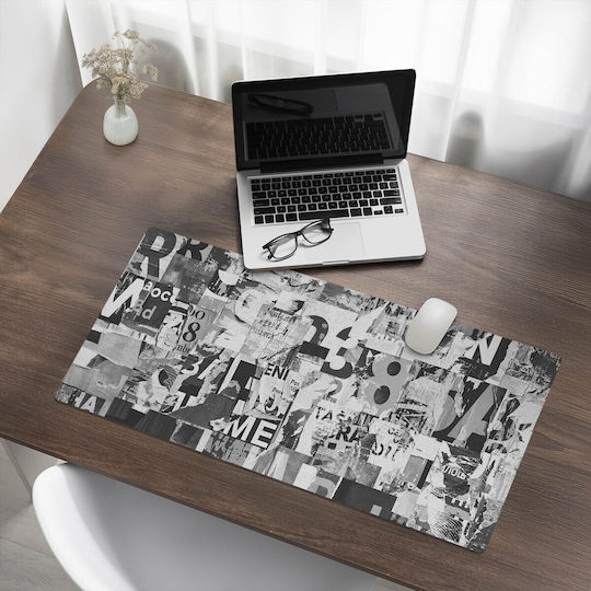 Protective Decorative Desk Mat Letters Numbers Collage 90x45 Cm