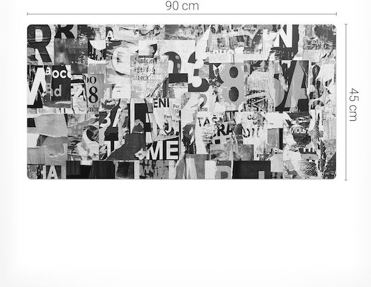Protective Decorative Desk Mat Letters Numbers Collage 90x45 Cm