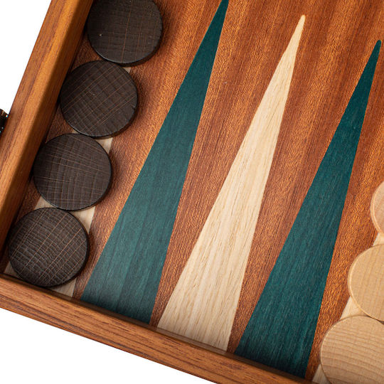 Manopoulos Mahogany Handmade Backgammon Wooden with Checkers 48x48cm