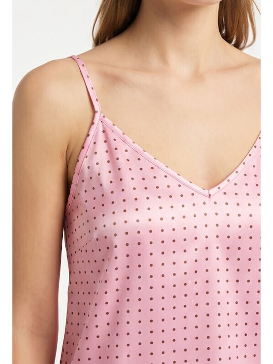 Jumelles Summer Babydoll Pink With Brown Polka Dots