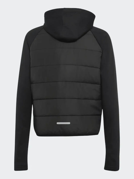 Kids Sports Jacket Short with Lining & Hood Black