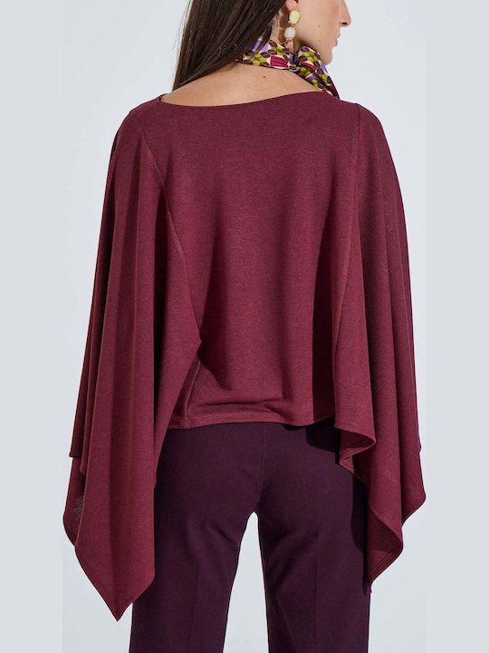 Damen Gestrickt Strickjacke Burgundisch
