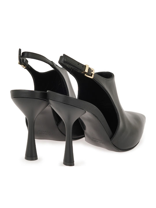 Leather Heels with High Heel Black