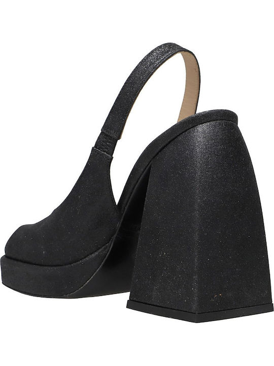 Heels with Chunky High Heel Black