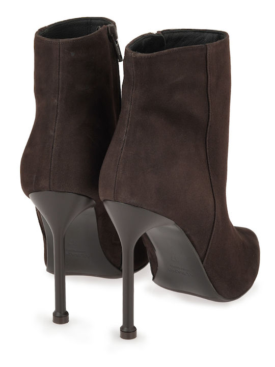 Wildleder Stiefeletten Damen mit Absatz Braune