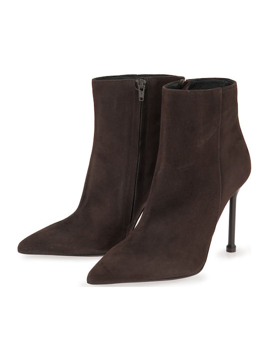 Wildleder Stiefeletten Damen mit Absatz Braune