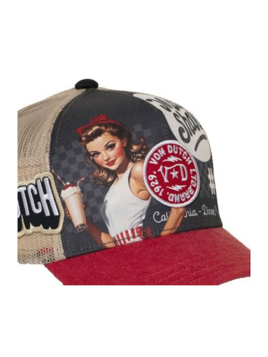 Von Dutch "milk Shake #1" Камионджия Кап One Size Червено Черно Бежово