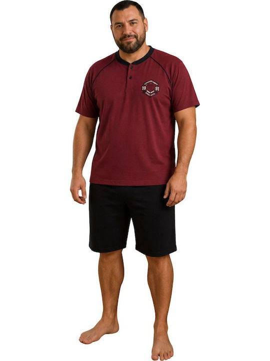 Rimoli Plus Size Summer Men's Cotton Pyjamas Burgundy