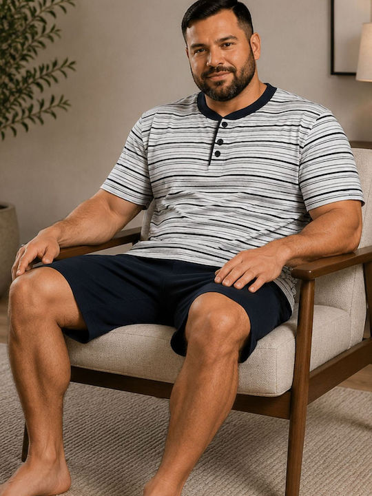 Rimoli Plus Size Summer Men's Cotton Pyjamas Grey