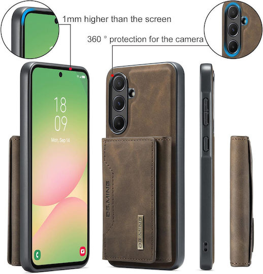 Dg.ming M2 Series Samsung Galaxy A56 5g 3-слойно Портмоне Калъф от Изкуствена Кожа Тъмно Кафяв