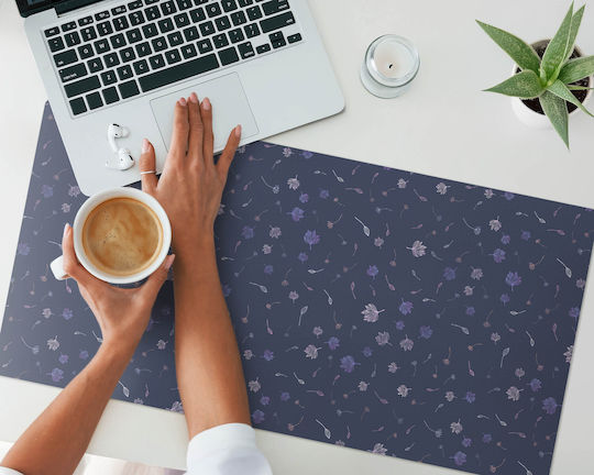 Schreibtischunterlagen Schutz Dekoratives Teppich Büro Blumen Muster Nachts 90x45 cm