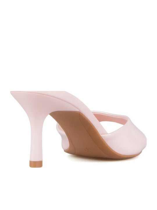 Mules In Patent Leather With High Heel In Pink Colour