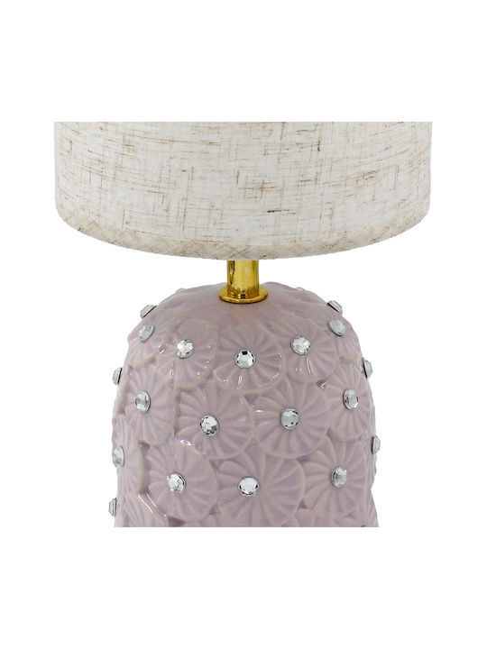 Keskor Ceramic Table Lamp for E27 Socket with Lilac Shade