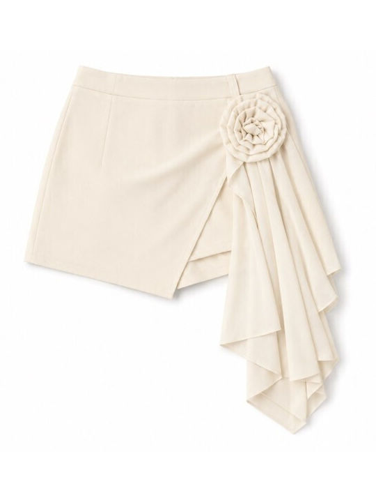 Women's Satin Skorts Floral Cream