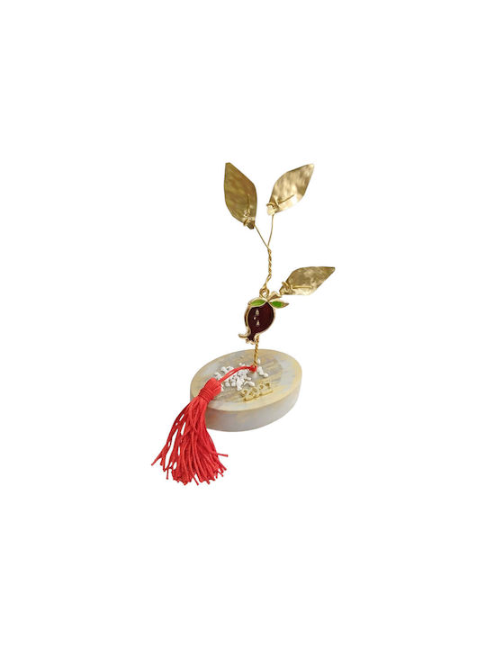 Kalliopi Silver Tabletop New Year's Lucky Charm Grey Pomegranate Made of Stone 2027 6x8cm