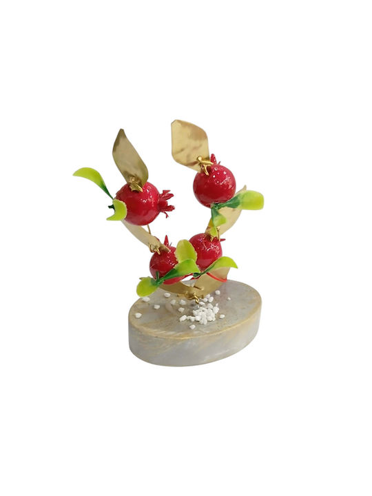 Kalliopi Silver Tabletop New Year's Lucky Charm Pomegranate Grey Stone 2027 6x8cm