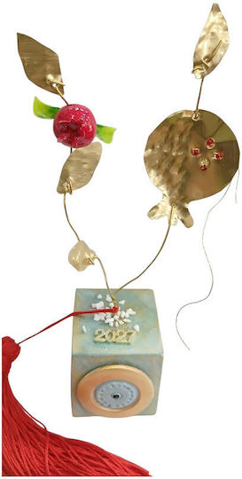 Kalliopi Silver Tabletop New Year's Lucky Charm Pomegranate Bronze Metal 2027 5x5cm