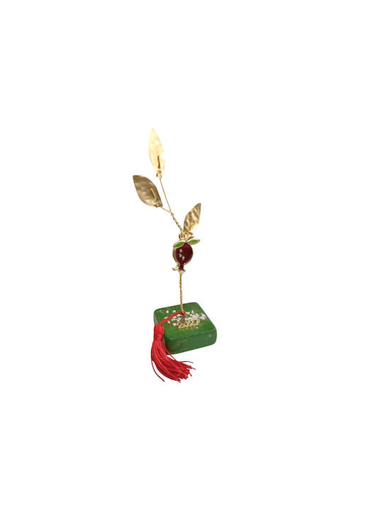 Kalliopi Silver Tabletop New Year's Lucky Charm Green Pomegranate Made of Stone 2027 5x5cm