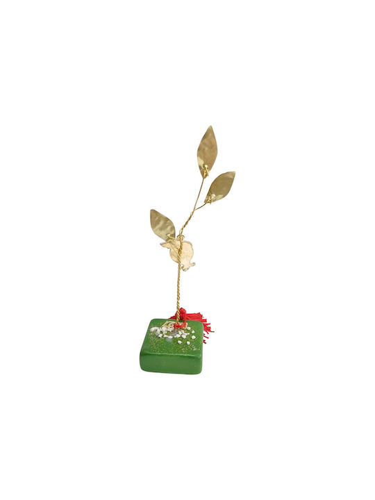 Kalliopi Silver Tabletop New Year's Lucky Charm Green Pomegranate Made of Stone 2027 5x5cm
