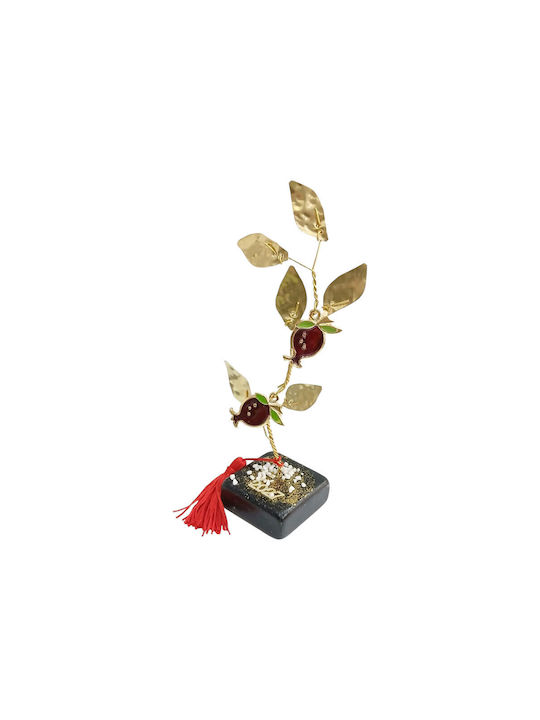 Kalliopi Silver Tabletop New Year's Lucky Charm Pomegranate Bronze Made of Stone 2027 5x5cm