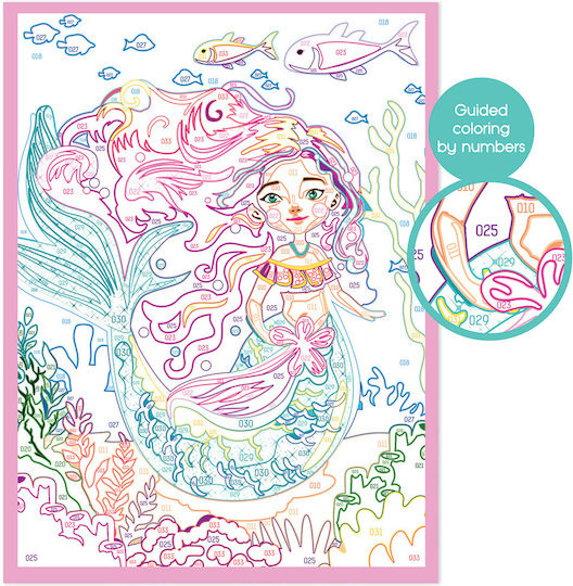 HappiHobbi Рисуване Paint By Numbers Митична Русалка за Деца 7+ Години