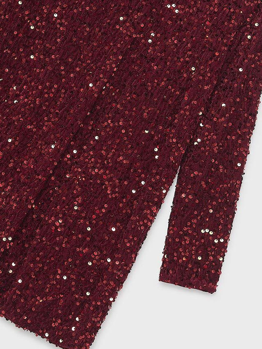 Mädchenkleid Langärmelig Samt Rosa