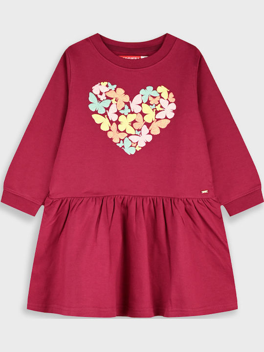 Kinderkleid Mädchenkleider Langärmelig Fuchsie