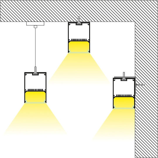 kelvo LED Commercial Linear Ceiling Lighting 72W Warm White IP20 with Adjustable Intensity L120xW7.5xH7.5cm