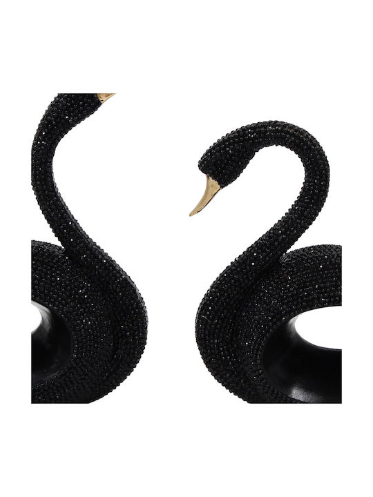 Decorative Polyresin Glitter Pieces 2 18x5.5x15 19x5.5x13 Black Swans
