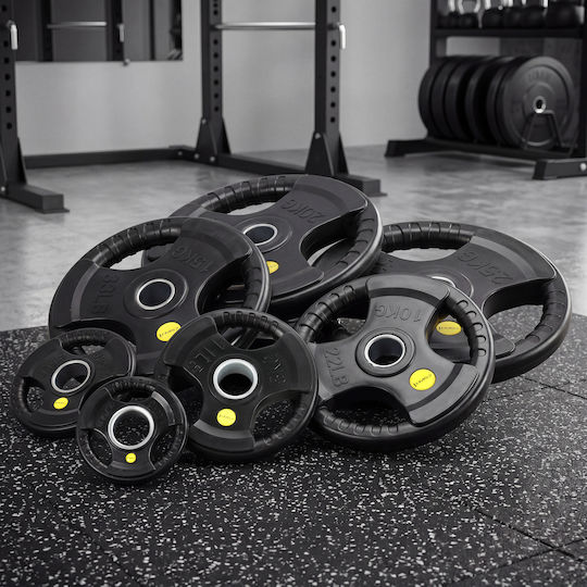 HMS Olympic Type Rubber Strength Training Plate 1 x 10kg Φ50mm With Handles