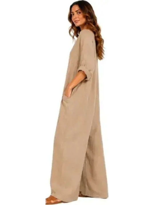 Women’s Linen One-piece Jumpsuit Beige
