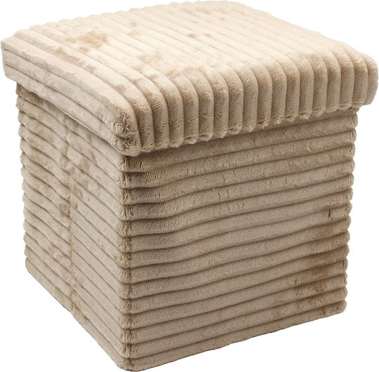 Living Room Collapsible Stool With Storage Space Beige 30x30x30cm