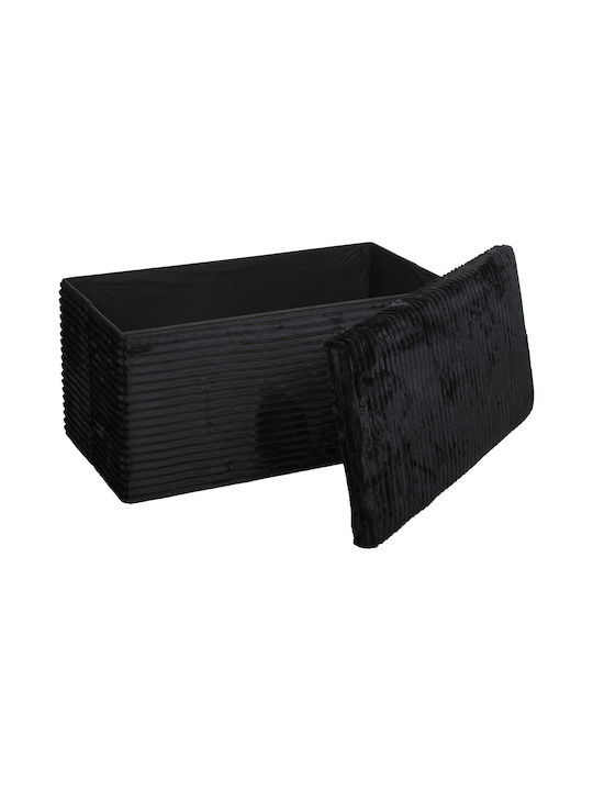Bankhocker Bett Klappbar mit Stauraum Bezug Stoff Schwarz 76x38x38cm