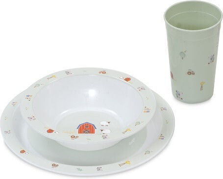 Interbaby Melamine Feeding Set Green 3 pcs