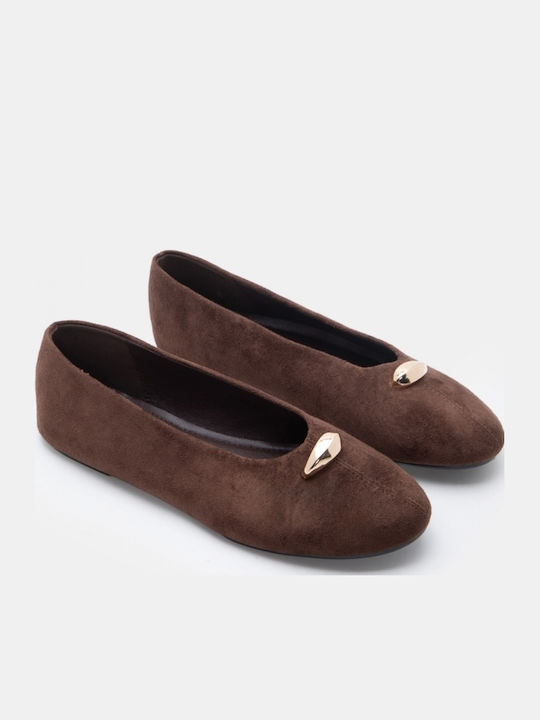 Damen Ballerinas Spitz zulaufend Braune