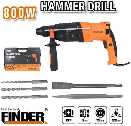 Finder Rotary Hammer Drill Electric 800W with SDS Plus Socket