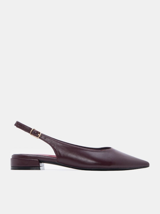 Spitze Pumps mit Niedrigem Absatz Burgundisch