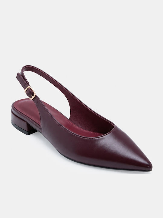 Spitze Pumps mit Niedrigem Absatz Burgundisch