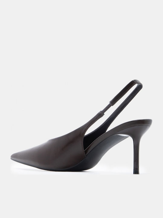 Pointed Toe Heels with Medium Brown Heel