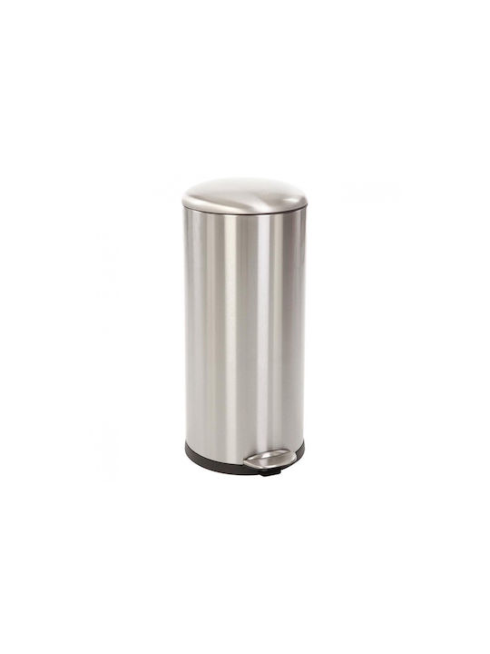 Eko Metal Waste Bin with Pedal Silver 30lt