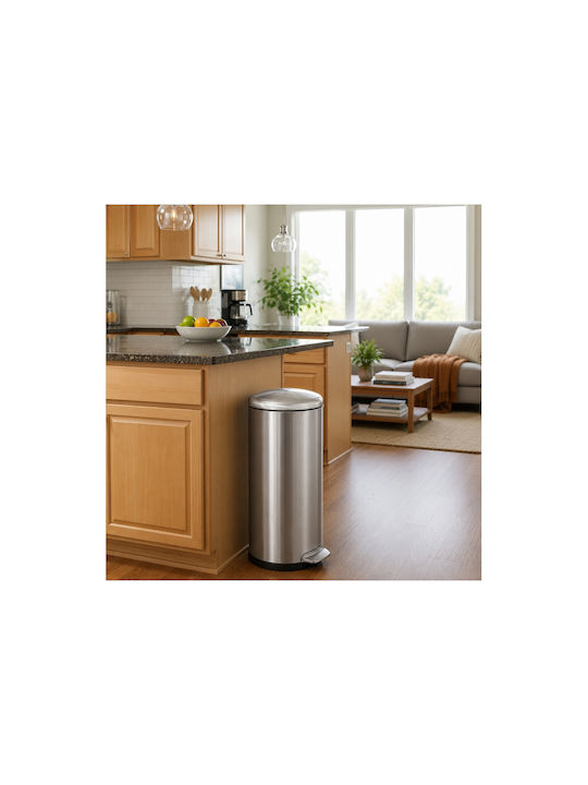 Eko Metal Waste Bin with Pedal Silver 30lt