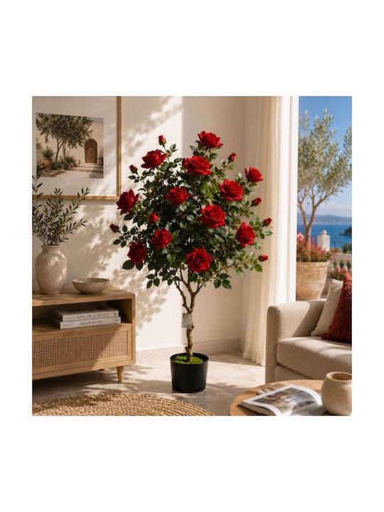 Künstlicher Baum Rose Rote Topf 135cm 88326-3