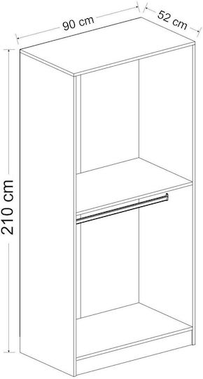Doppeltür Kleiderschrank Gold Eiche/dunkel Grau 90x52x210cm