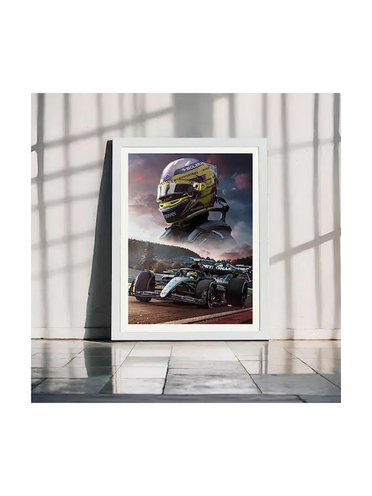 Poster Formula1 Lewis Hamilton F068 21cm X 30cm Λευκή Ξύλινη Κορνίζα-71704pd158766f55310