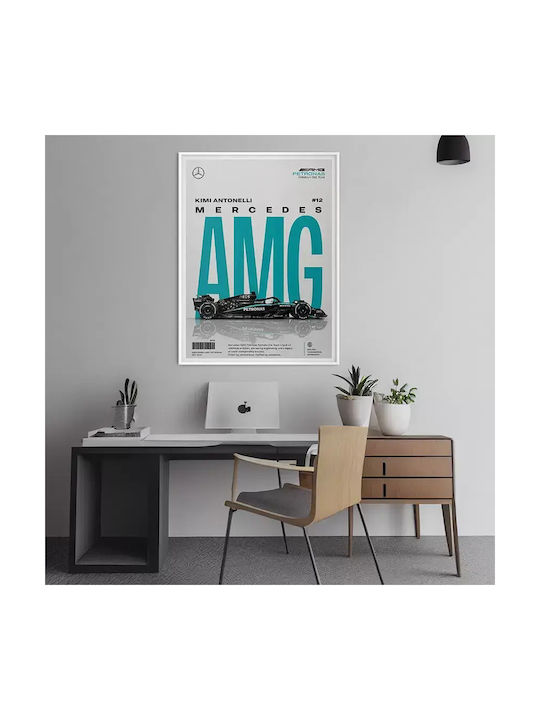 Poster Formula1 Kimi Antonelli Mercedes-amg F080 21cm X 30cm Premium Black Wooden Frame-71716pd158850f55323