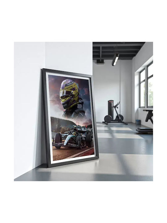 Poster Formula1 Lewis Hamilton F068 40cm X 50cm Black Wooden Frame