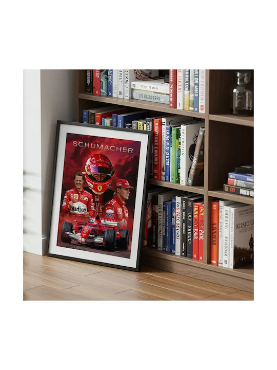 Poster Formula1 Michael Schumacher F077 21cm X 30cm Black Wooden Frame