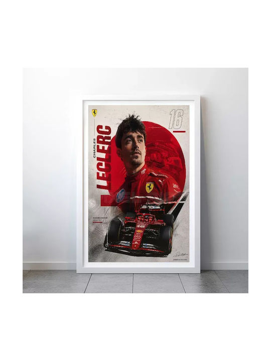 Poster Formula1 Charles Leclerc F075 50cm X 70cm Κορνίζα Φυσικό Ξύλου Μπεζ 71710pd158810f55316