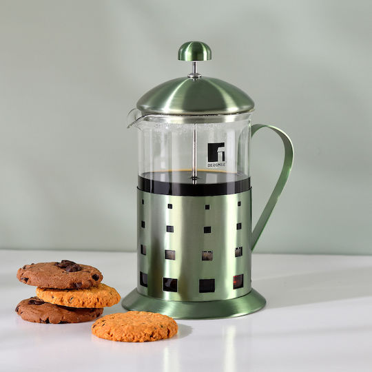 Bergner Manual Filter Coffee Maker French Coffee & Tea Plunger Glass Container 800ml Green Midnight Matt Bg-38316-gr